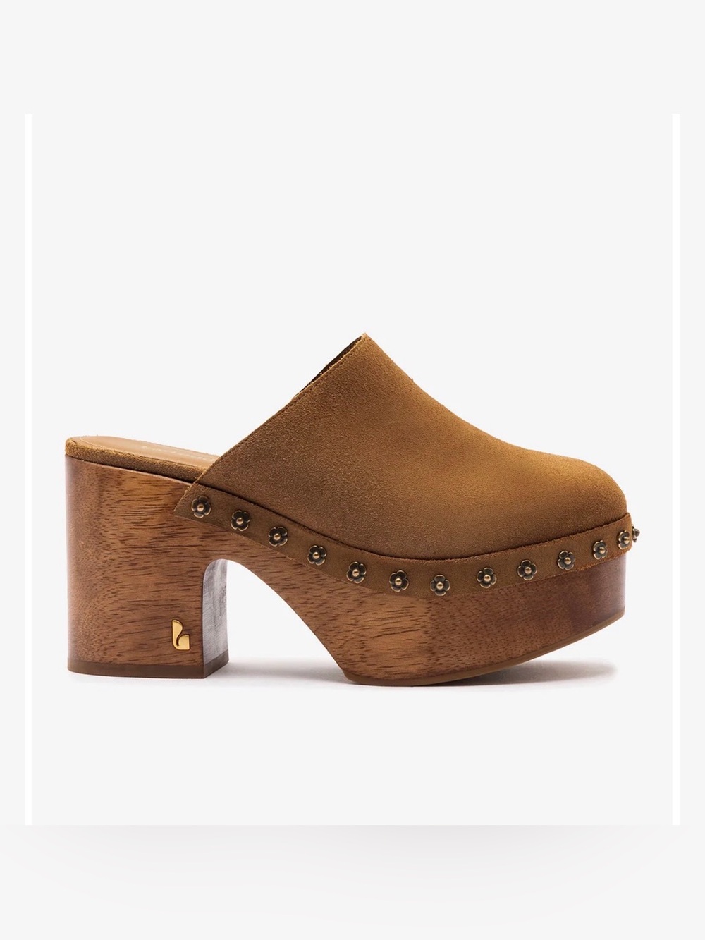 Larroude Tan Suede Platform Clog Mules